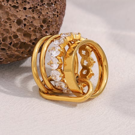 1 Paar Luxuriöse Serie Mode OL Einfarbig Edelstahl Damen Edelstein Ringe