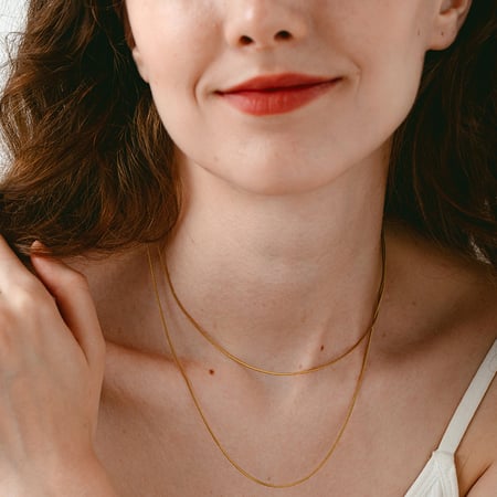 Collier double couche en acier inoxydable pour femme, simple et polyvalent 2