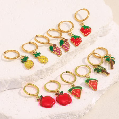 1 paire de boucles d&#39;oreilles pendantes couleur or aux fruits frais et vifs 2