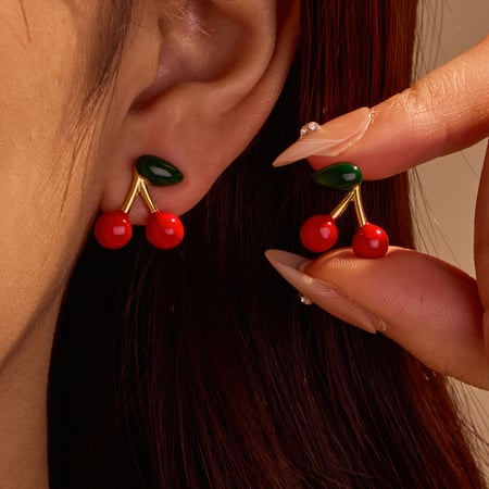 1 paire de boucles d&#39;oreilles à tige en acier inoxydable couleur or pour femme, série Simple Sweet Plant 2