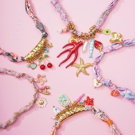 1 pieza de collar con colgante de acero inoxidable dorado con diseño de bufandas de coral, serie romántica para mujer 2