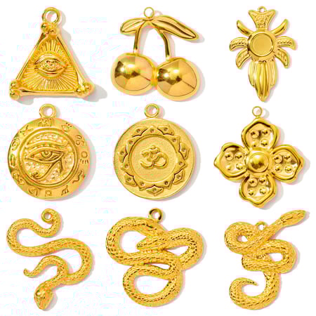 1 Piece Classic Series DIY Snake Stainless Steel Gold Color Women's Pendants 2