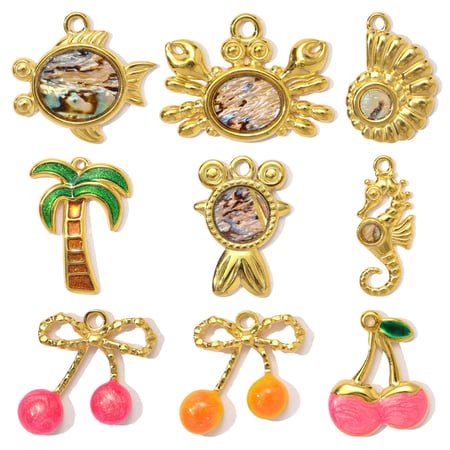 1 Piece Romantic Series Natural Cherry Stainless Steel Gold Color Women's Pendants 2