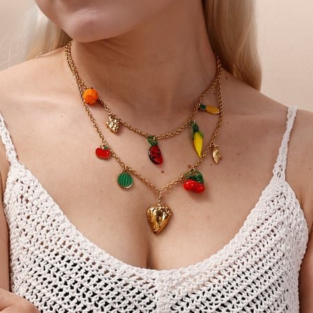 1 Piece Simple Cute Fruit Stainless Steel Gold Color Pendant Necklaces 2