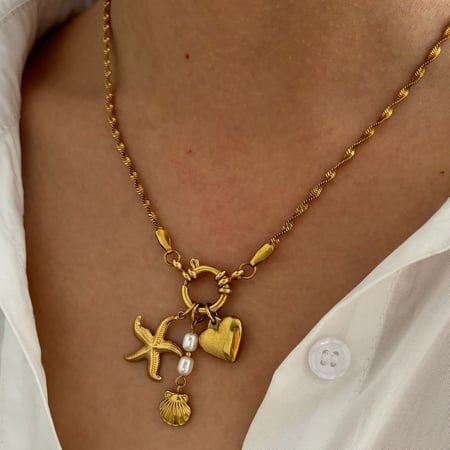 Collier pendentif océanique en acier inoxydable couleur or, 1 pièce 2