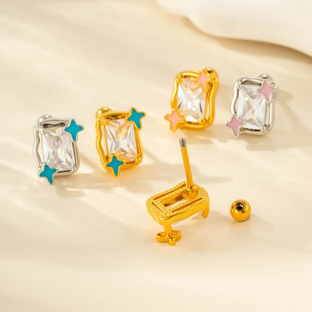 1 Adet Bakır Zirkonyum Piercing Küpe