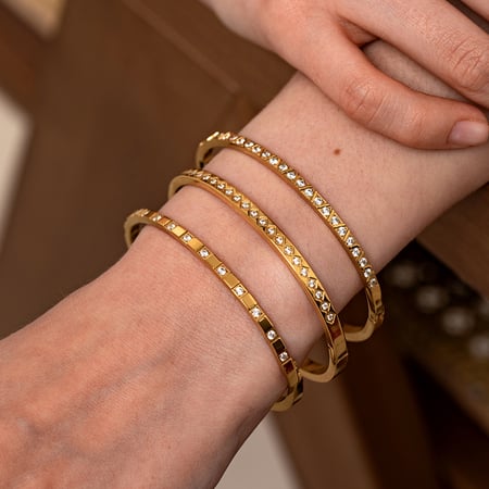 Simple Series Classic Geometric Stainless Steel Gold Color Women's Bangles 2