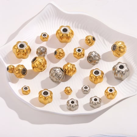 1 pezzo di perline di zucca in acciaio inossidabile color oro per gioielli con ciondoli