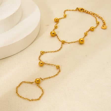 1 Piece Stainless Steel Gold Color Finger-connected Bracelet