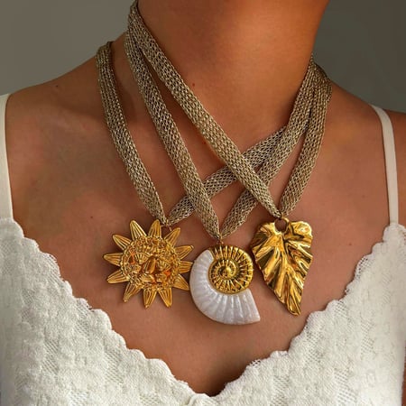 1 Piece Statement Stainless Steel Gold Color Pendant Necklace 2
