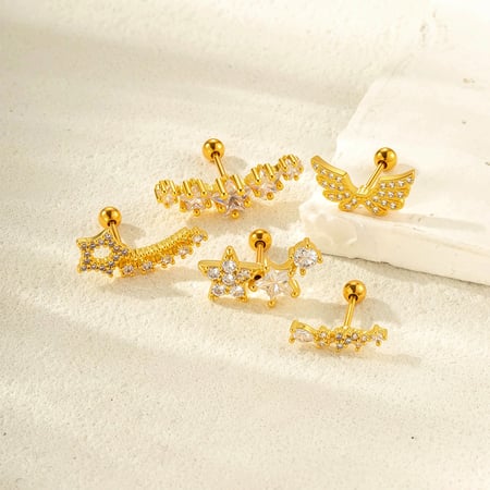 1 Adet Bakır Zirkonyum Piercing Küpe 2