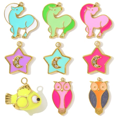 1 Piece Simple Series DIY Pony Stainless Steel Gold Color Women's Pendants 2
