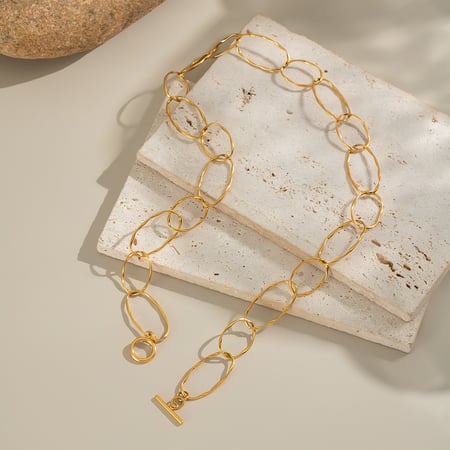 1 Stück Halskette aus goldfarbenem Edelstahl 2