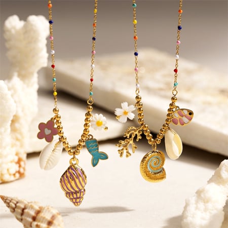 1 Piece Shell Stainless Steel Gold Color Pendant Necklace 2