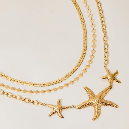 1 Piece Romantic Series Classic Starfish Stainless Steel Gold Color Women's Pendant Necklaces 2