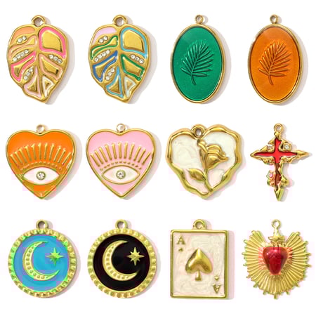 1 pezzo di ciondolo da donna in acciaio inossidabile color oro con luna retrò 2