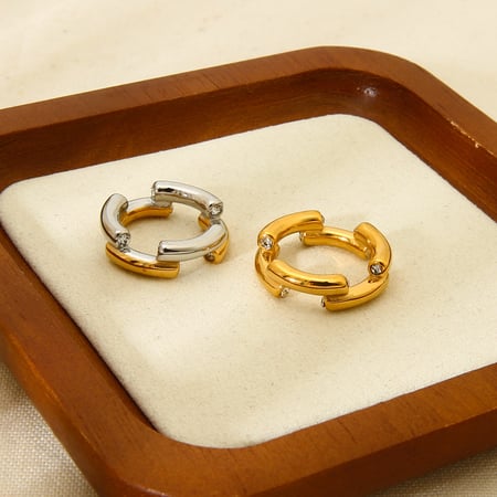 1 par de anillos geométricos de acero inoxidable con diseño diario de serie simple
