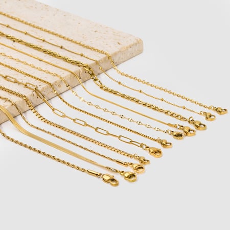 1 Piece Classic Stainless Steel Gold Color Chain Necklace 2