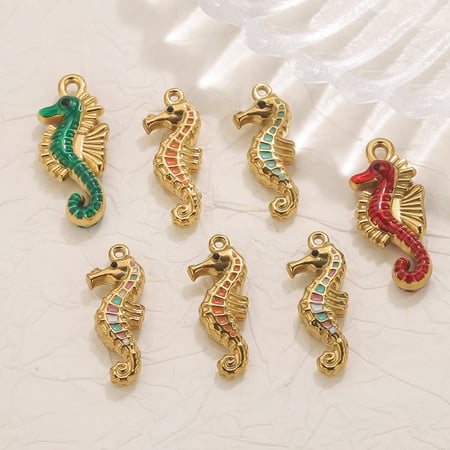 1 Piece Sea Horse Stainless Steel Gold Color Women's Pendants 2