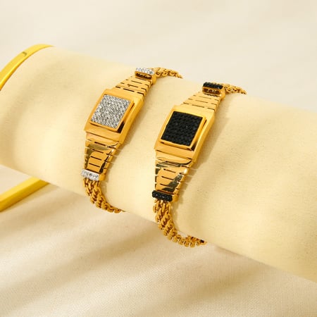Braccialetti da donna in acciaio inossidabile geometrico classico della serie Simple 2