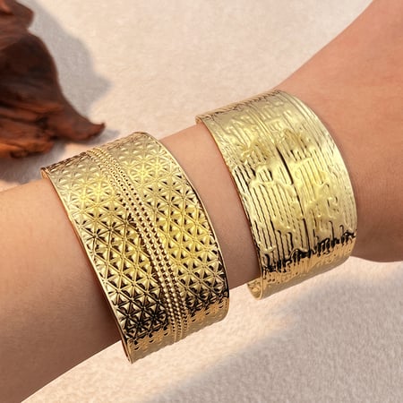 1 Piece Stainless Steel Gold Color Cuff Bracelet 2