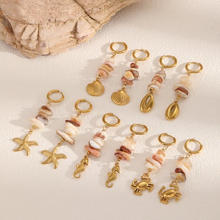 1 Pair Oceanic Stainless Steel Gold Color Drop Earrings 2