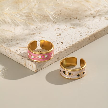 1 anello minimalista in acciaio inossidabile con goccia d&#39;olio e occhio del diavolo