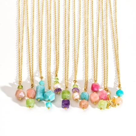 Simple Series Elegant Beads Stainless Steel Women's Pendant Necklaces