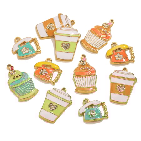 Pendentif fantaisie en acier inoxydable doré pour femme, 1 pièce, motif cupcake 2