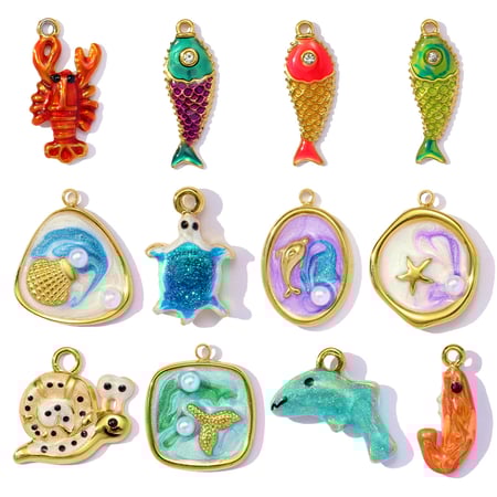 1 Piece Simple Series DIY Fish Stainless Steel Gold Color Women's Pendants 2