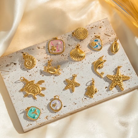 1 Stück Oceanic Edelstahl Gold Farbe DIY Anhänger