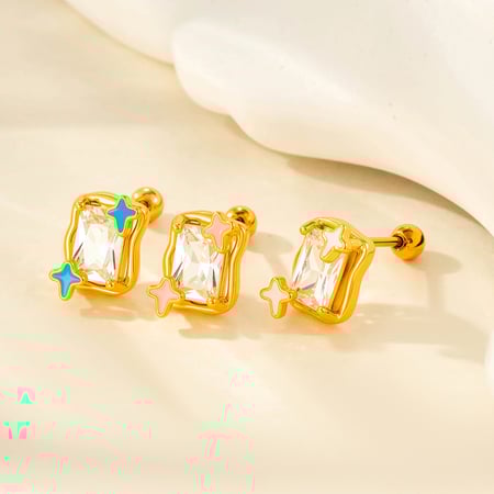 1 Adet Bakır Zirkonyum Piercing Küpe 2
