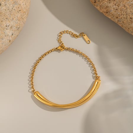 1 Piece Geometric Stainless Steel Gold Color Charm Bracelets 2