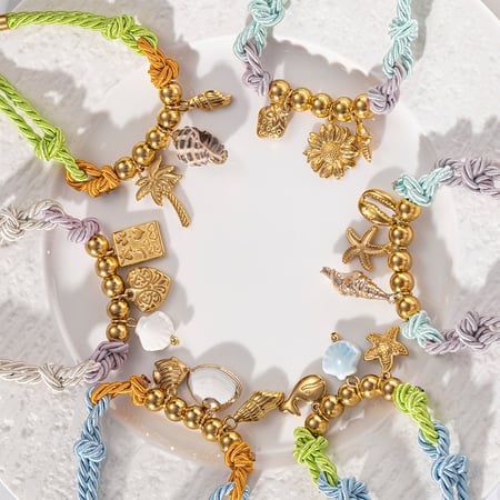 1 Stück Oceanic Edelstahl Goldfarbenes Muschel-Charm-Armband 2