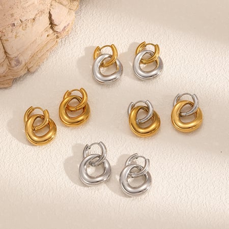 1 par de pendientes colgantes clásicos de acero inoxidable de colores variados 2