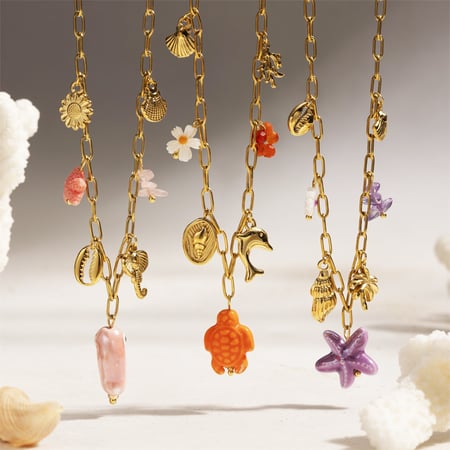 1 Piece Oceanic Stainless Steel Gold Color Pendant Necklaces 2
