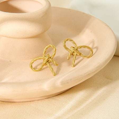 Romantic Series Elegant Bow Knot Stainless Steel Women's Stud Earrings 2