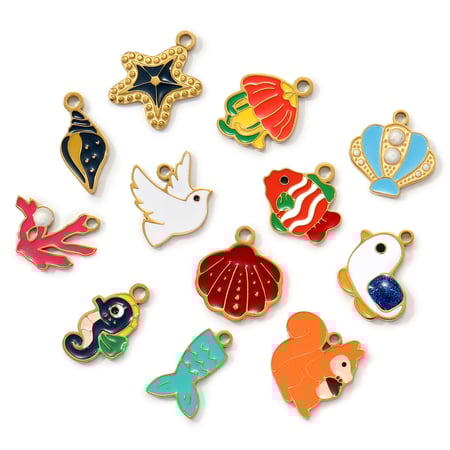 Pendentifs pour femmes en acier inoxydable couleur or, série romantique, DIY, animal