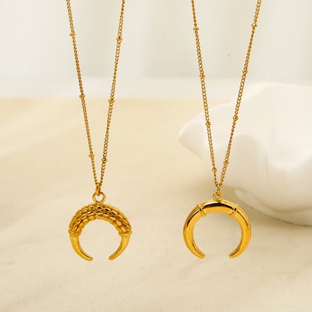 Collares colgantes de acero inoxidable con diseño retro de sol y luna 2