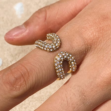 1 Piece Luxurious Series Stainless Steel Gold Color Women's Gemstone Rings 2