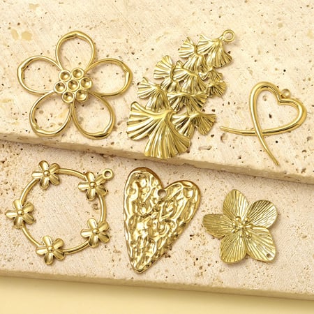1 pezzo di ciondolo da donna in acciaio inossidabile color oro con fiore della serie classica