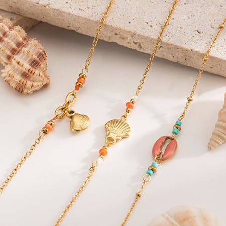1 Piece  Oceanic Stainless Steel Gold Color Charm Bracelets 2