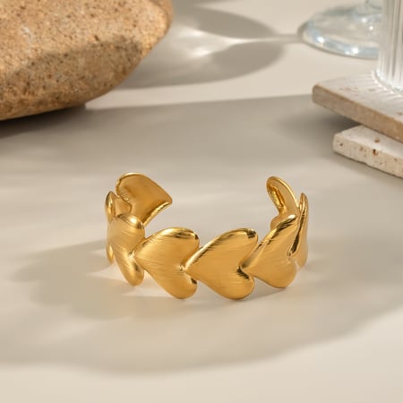Bracciale rigido color oro a forma di cuore in acciaio inossidabile da 1 pezzo 2