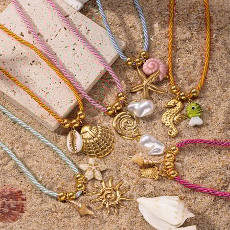 1 Piece Shell Stainless Steel Gold Color Pendant Necklaces 2