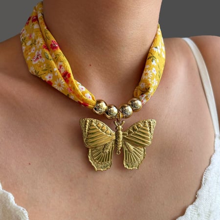 1 Piece Butterfly Stainless Steel Gold Color Pendant Necklace 2