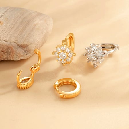 1 stuk Simple Series Simple Heart Koper Goud Kleur Zircon Dames Hoop Oorbellen