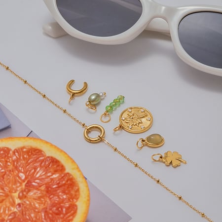 1 Stück DIY-Serie Persönlichkeit Kleeblatt Edelstahl Gold Farbe Damen Anhänger Halsketten