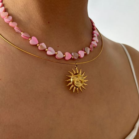 Collana con perline a forma di cuore e conchiglia, 1 pezzo