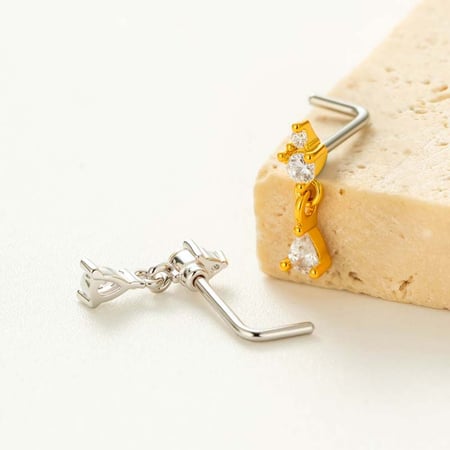 1 Piece Droplet Copper Gold Color Zircon Women's Nose Stud
