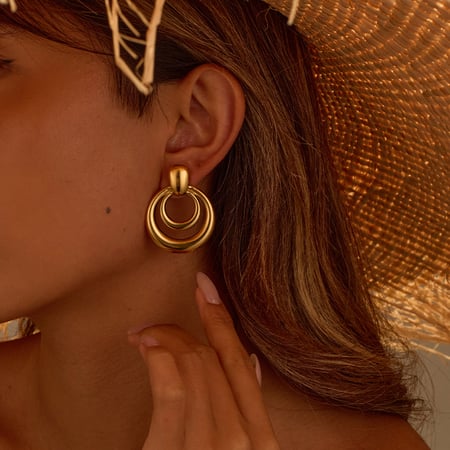 Pendientes de aro sencillos de acero inoxidable en color dorado y colores mixtos para mujer 2